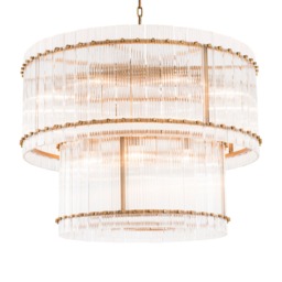 Eichholtz Ruby Chandelier L Antique Brass Finish Glass - Barker & Stonehouse - thumbnail 2