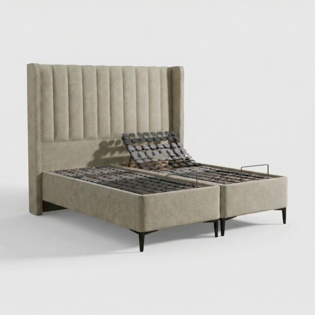 Tempur Suffolk King Slim Disc Adj Divan Bed, Neutral Velvet - Barker & Stonehouse - image 1