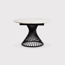 Mendal 120cm Extending Dining Table, Round, White Ceramic - Barker & Stonehouse