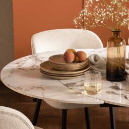 Mendal 120cm Extending Dining Table, Round, White Ceramic - Barker & Stonehouse - thumbnail 6