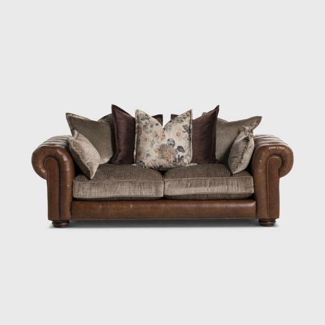 Taunton 3 Seater Sofa, Brown Fabric & Leather - Barker & Stonehouse - image 1