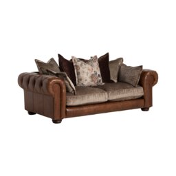 Taunton 3 Seater Sofa, Brown Fabric & Leather - Barker & Stonehouse - thumbnail 2