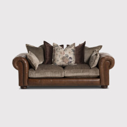 Taunton 3 Seater Sofa, Brown Fabric & Leather - Barker & Stonehouse - thumbnail 1
