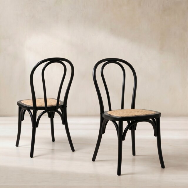 Bourges Dining Chair 43x54x90cm, Black Rattan - Barker & Stonehouse - image 1