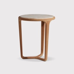 Terza Side Table 55X60Cm, Round, Neutral Wood - Barker & Stonehouse