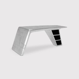 Timothy Oulton Aviator Blackhawk Valkyrie Desk, Silver Metal - Barker & Stonehouse