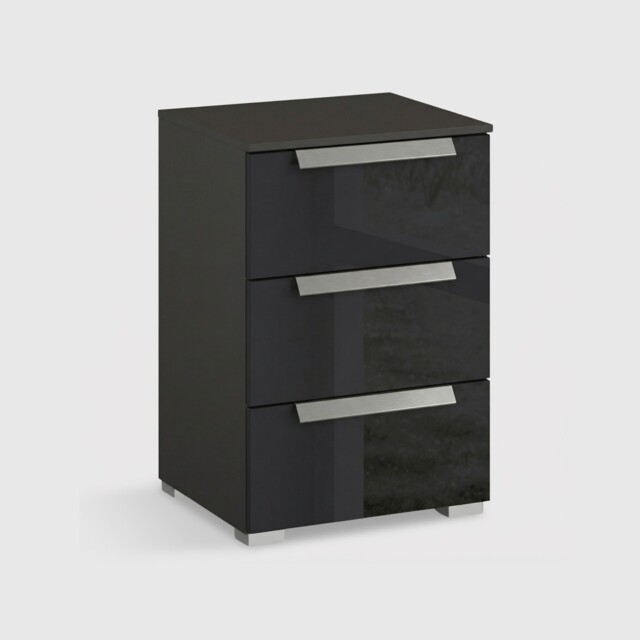 Frans 3 Drawer Bedside Table, Black Wood - Barker & Stonehouse - image 1