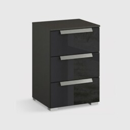 Frans 3 Drawer Bedside Table, Black Wood - Barker & Stonehouse