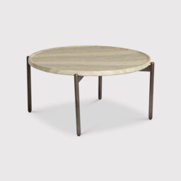 Ryde Dark Travertine Coffee Table, Round, Neutral - Barker & Stonehouse - thumbnail 1