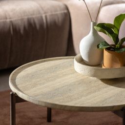 Ryde Dark Travertine Coffee Table, Round, Neutral - Barker & Stonehouse - thumbnail 4