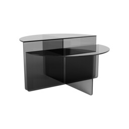 Vetro 80cm Round Coffee Table Set, Round, Grey Glass - Barker & Stonehouse - thumbnail 2