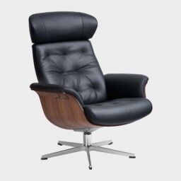 Conform Timeout Button Stitched Swivel Recliner Chair, Black Leather - Barker & Stonehouse - thumbnail 6