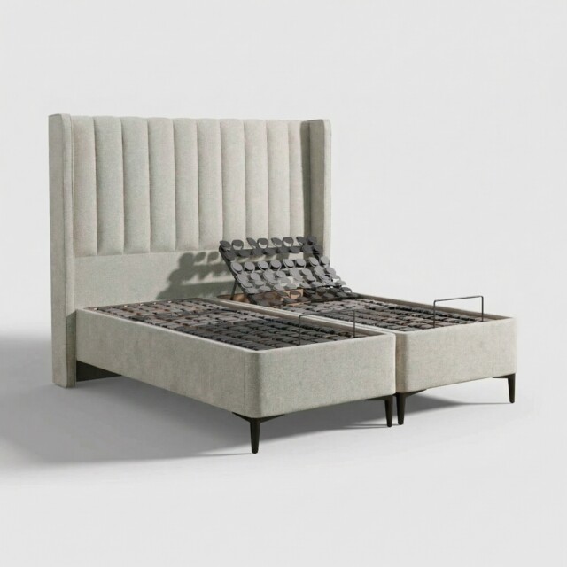 Tempur Suffolk King Slim Disc Adj Divan Bed, Neutral Fabric - Barker & Stonehouse - image 1
