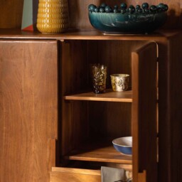 Zerina Highboard & Bar 100x43x415cm Display Cabinet, Acacia Wood - Barker & Stonehouse - thumbnail 5