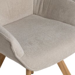 Shona Dining Chair With Arms with Wooden Leg, Neutral - Barker & Stonehouse - thumbnail 5