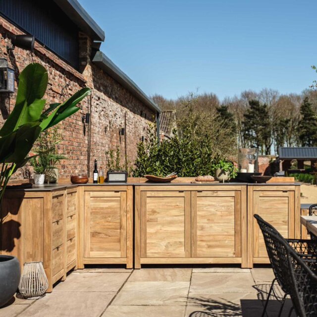 Grenada Grill Table With 3 Drawers, Neutral - Barker & Stonehouse - image 1