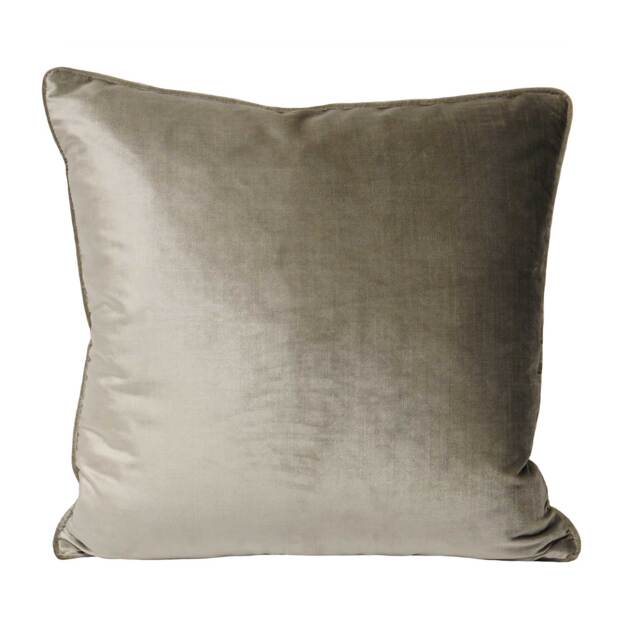 Taupe Luxe Velvet Cushion, Square Polyester - Barker & Stonehouse