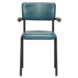 Pure Furniture Twyford Dining Chair With Arms, Blue Leather - Barker & Stonehouse - thumbnail 2