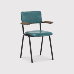 Pure Furniture Twyford Dining Chair With Arms, Blue Leather - Barker & Stonehouse