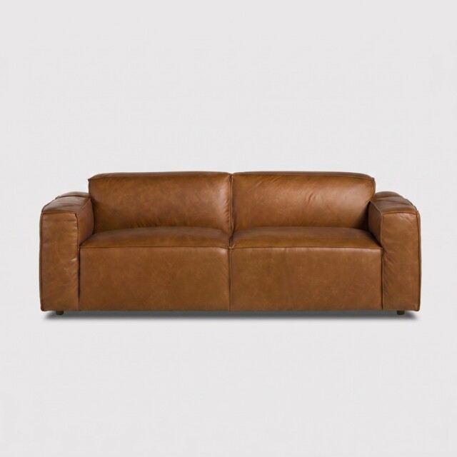 Horne 2 Seater Sofa Brown+Dusty Oak Leather - Barker & Stonehouse - image 1