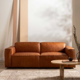 Horne 2 Seater Sofa Brown+Dusty Oak Leather - Barker & Stonehouse - thumbnail 2