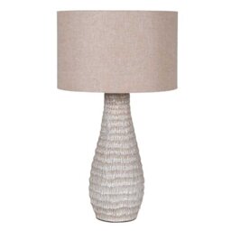 Beige Etched Ceramic Table Lamp, Neutral Metal - Barker & Stonehouse