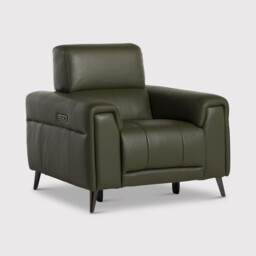 Kerren Power Recliner Armchair With Head Tilt, Green Leather - Barker & Stonehouse