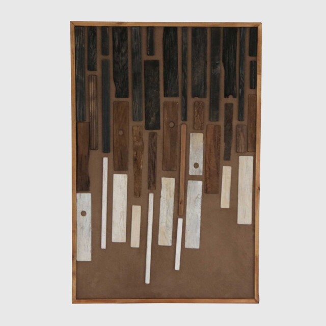 Mocha Abstract Wall Art (A) 82x4x122cm Print, Square, Pine Wood - Barker & Stonehouse - image 1