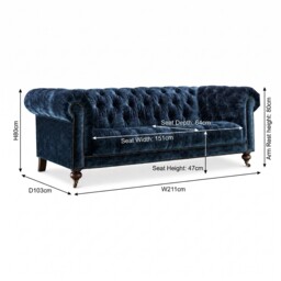 Henley 3-Seater, Blue Fabric - Barker & Stonehouse - thumbnail 6
