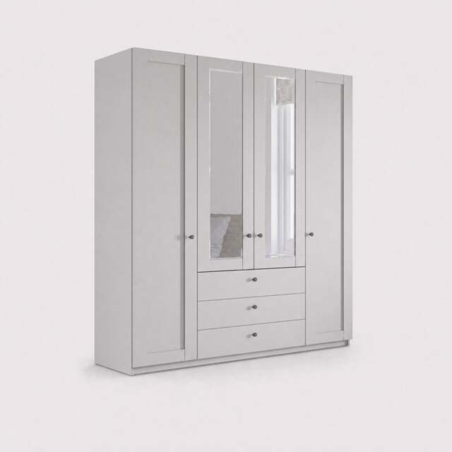 Varese 4 Door 3 Drawer Hinged Wardrobe 200Cm, Grey - Barker & Stonehouse - image 1
