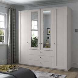 Varese 4 Door 3 Drawer Hinged Wardrobe 200Cm, Grey - Barker & Stonehouse - thumbnail 2