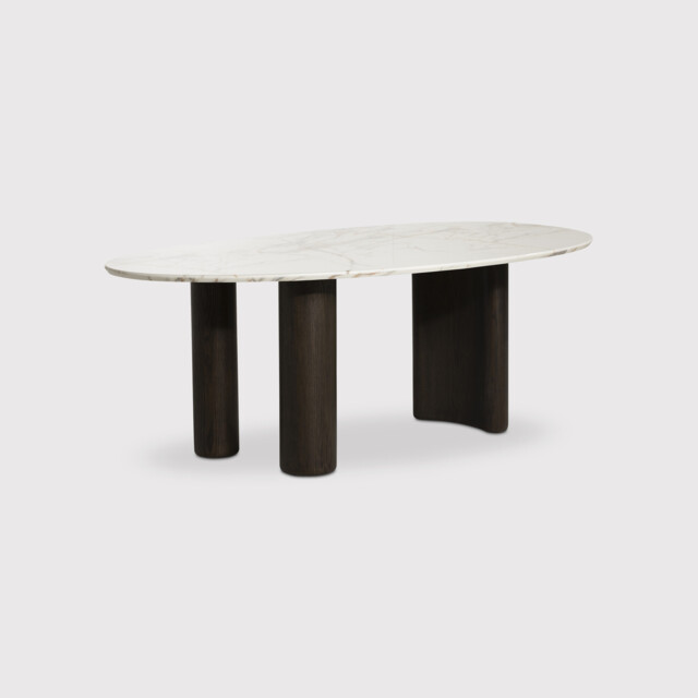 Nord Dining Table-9Mm Ceramic Marble Effect, Round, White - Barker & Stonehouse - image 1