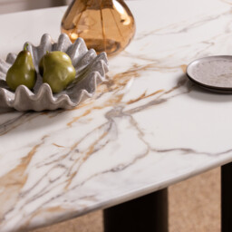 Nord Dining Table-9mm Ceramic Marble Effect, Round, White - Barker & Stonehouse - thumbnail 3