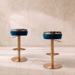 Izzy Bar-Stool, Blue Fabric - Barker & Stonehouse