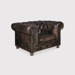 Timothy Oulton Westminster Feather Sofa 1 Seater, Black Leather - Barker & Stonehouse