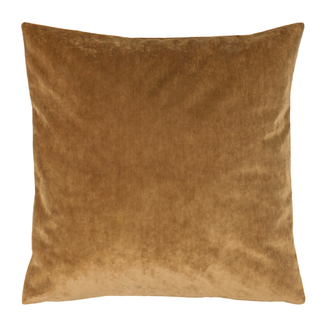 Golden Corduroy Cushion, Square, Brown Polyester - Barker & Stonehouse