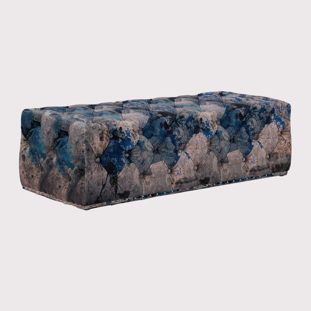 Timothy Oulton Lord Digsby Rectangular Large Footstool, Blue Fabric - Barker & Stonehouse - image 1
