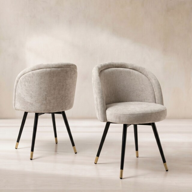 Eichholtz Chloe Set of 2 Dining Chairs, Neutral Fabric - Barker & Stonehouse - image 1