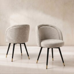Eichholtz Chloe Set Of 2 Dining Chairs, Neutral Fabric - Barker & Stonehouse