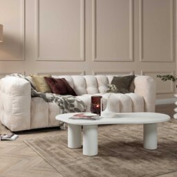 Capella Coffee Table 120x64x35cm, Round, White Wood - Barker & Stonehouse - thumbnail 2