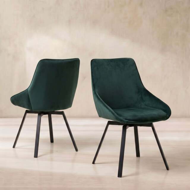 Beckton Leisure Swivel Dining Chair, Green Velvet - Barker & Stonehouse - image 1
