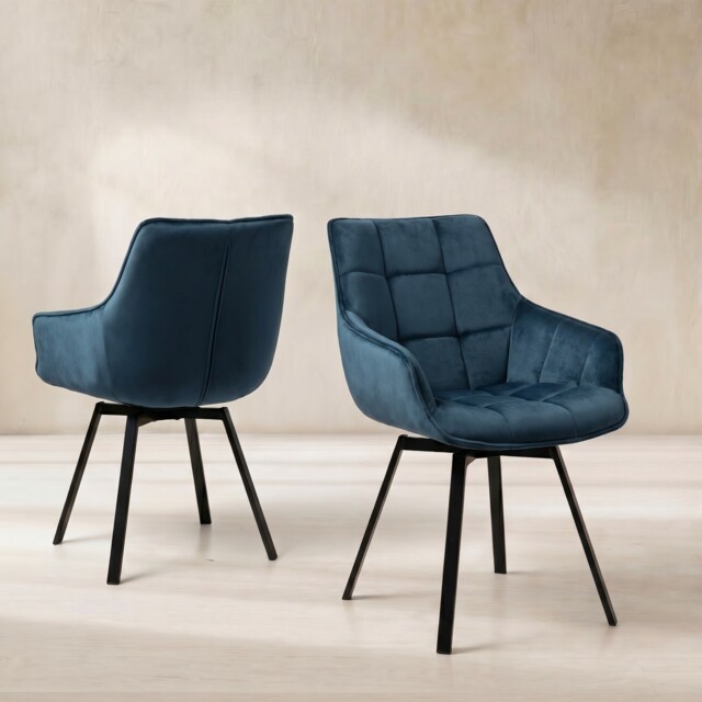 Jasper Leisure Dining Chair With Arms, Blue Velvet - Barker & Stonehouse - image 1