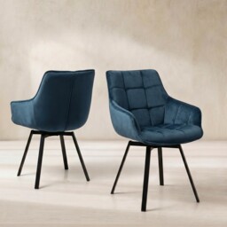 Jasper Leisure Dining Chair With Arms, Blue Velvet - Barker & Stonehouse - thumbnail 1
