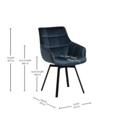 Jasper Leisure Dining Chair With Arms, Blue Velvet - Barker & Stonehouse - thumbnail 5