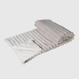 Mink Ribbed Faux Fur Throw Blanket, Neutral Polyester - Barker & Stonehouse