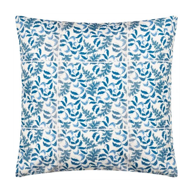 Blue Leaf Outdoor Cushion, Square - Barker & Stonehouse
