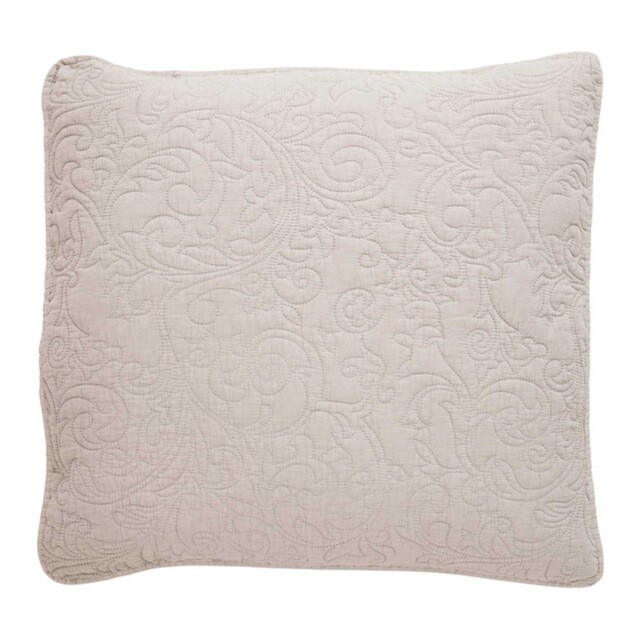 Large Embroidered Natural Cushion, Square, Neutral - Barker & Stonehouse