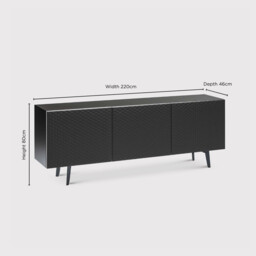 Cattelan Italia Absolut 3 Door Sideboard With Glass Top, Black Wood - Barker & Stonehouse - thumbnail 4
