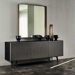 Cattelan Italia Absolut 3 Door Sideboard With Glass Top, Black Wood - Barker & Stonehouse - thumbnail 2
