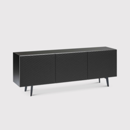 Cattelan Italia Absolut 3 Door Sideboard With Glass Top, Black Wood - Barker & Stonehouse